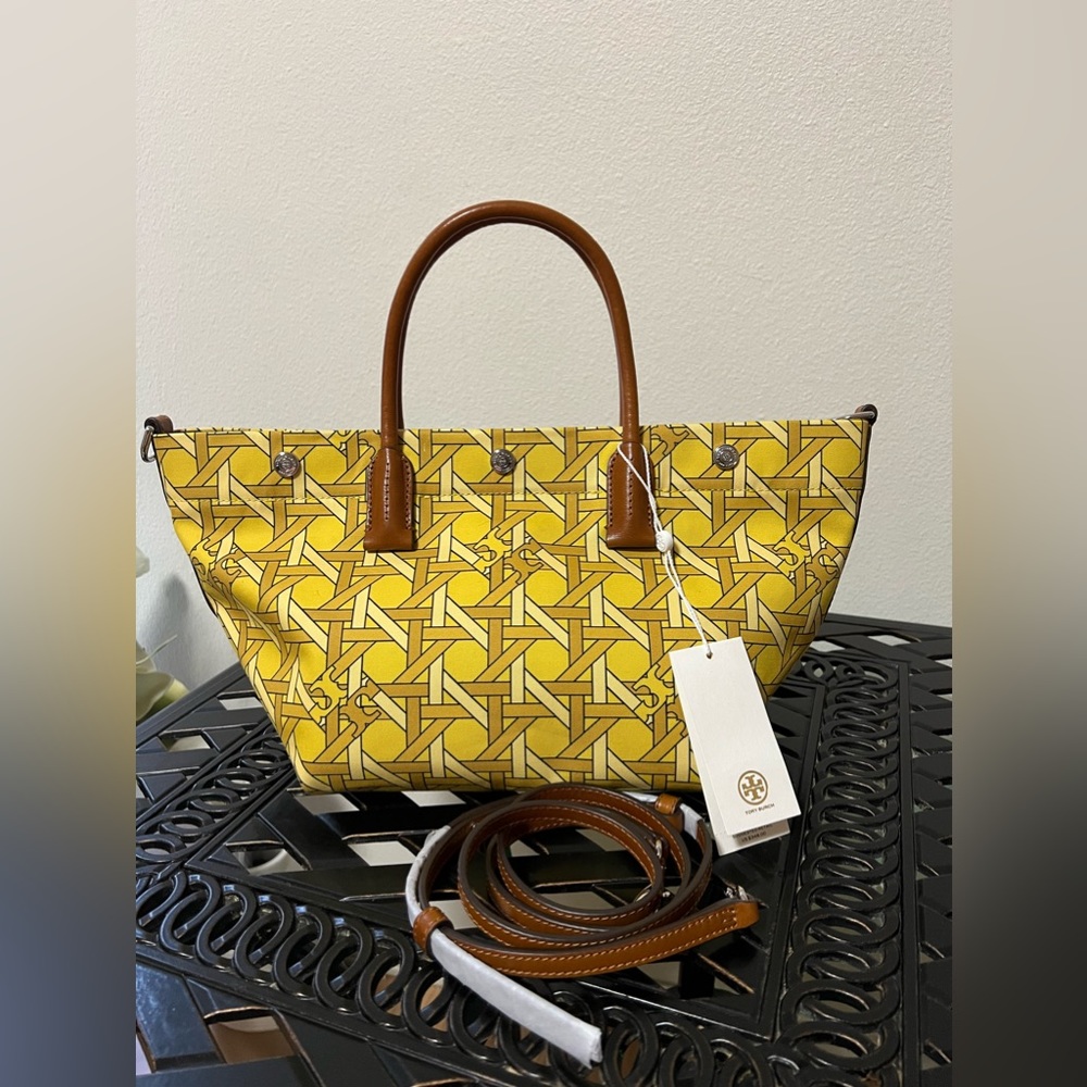 NWT Tory Burch Canvas Basketweave Small Tote